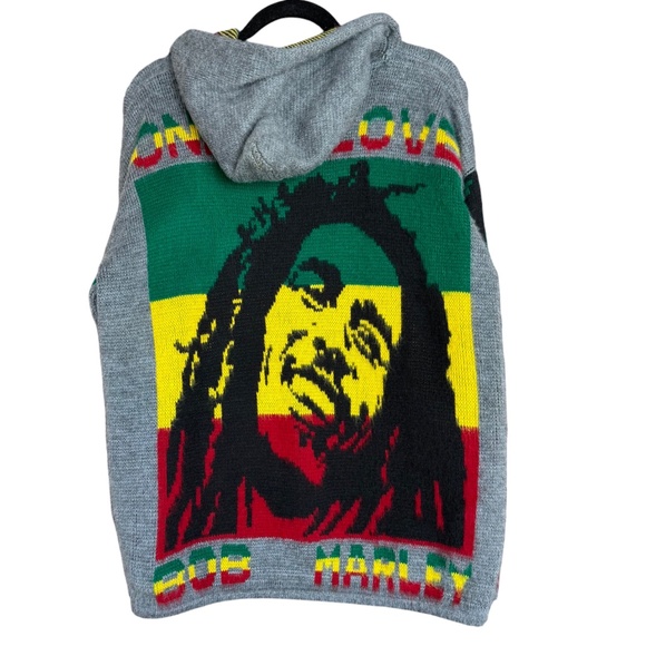 Bob Marley One Love Hoodie Sweater Zip Up Rasta Reggae Knit Jacket Men's Size M - Picture 3 of 11